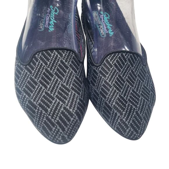 Skechers Pointed Toe Loafer Flat Air-Cooled Memory Foam Size 7 Knit Gray Black - Picture 7 of 14